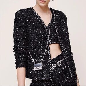Black Sequin Tweed Jacket